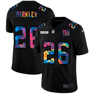 New York Giants #26 Saquon Barkley Men's Nike Multi-Color Black 2020 NFL Crucial Catch Vapor Untouchable Limited Jersey Men's